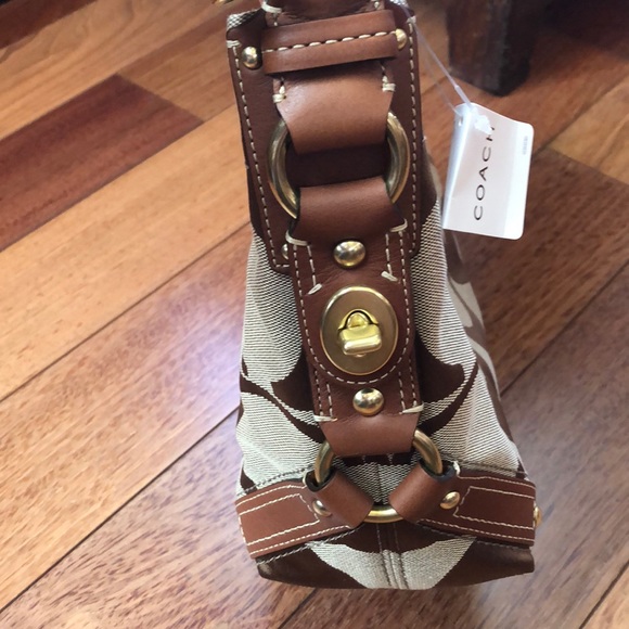 NWT Coach Signature Carly Khaki/Saddle Leather - Picture 3 of 7